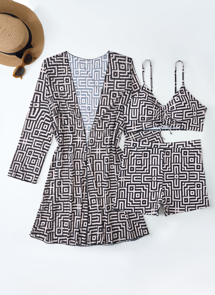 Damen Bademode-Set mit stylischem Kimono und Shorts Drune