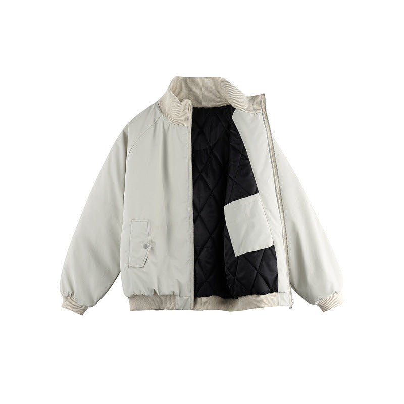 Unisex Boxy-Übergangs-Bomberjacke mit Stehkragen und Pattentaschen Drune