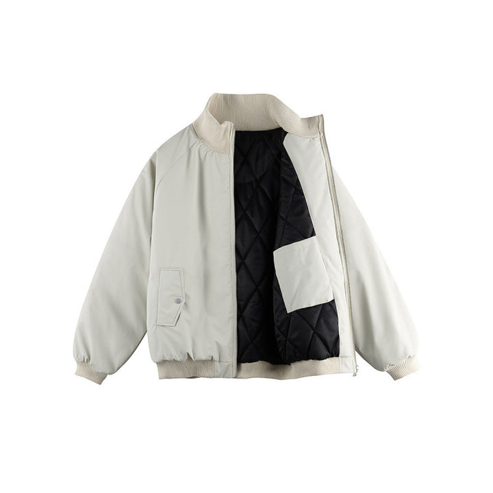 Unisex Boxy-Übergangs-Bomberjacke mit Stehkragen und Pattentaschen Drune