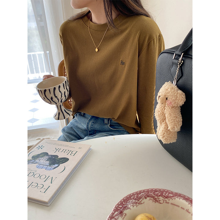 Damen lässiges Langarmshirt mit minimalistischen Details Drune