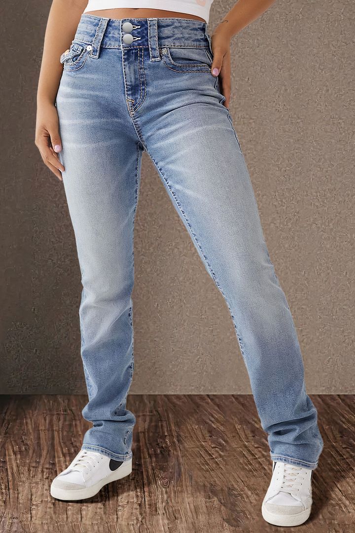 Damen High-Waist Jeans im Vintage-Look mit figurbetontem Schnitt Drune