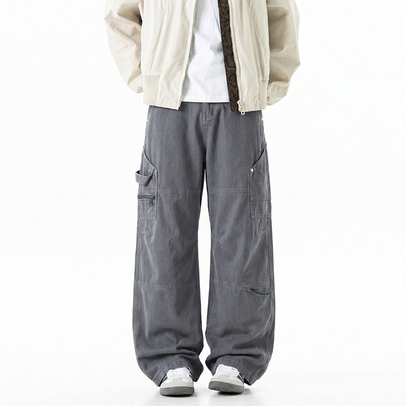 Damen Weite Utility-Cargo-Hose mit elastischem Bund, Multifunktionstaschen und Workwear-Details Drune