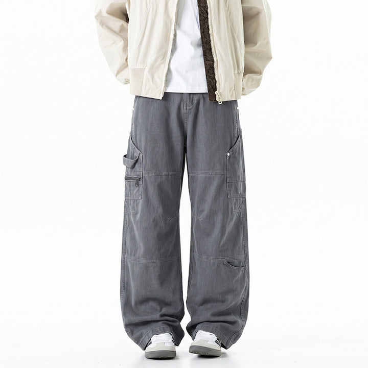 Damen Weite Utility-Cargo-Hose mit elastischem Bund, Multifunktionstaschen und Workwear-Details Drune