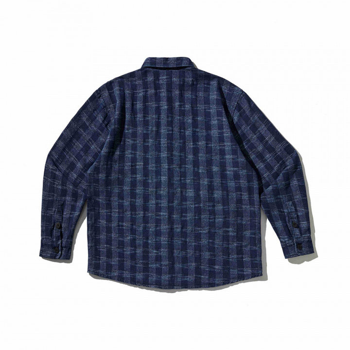Unisex Kastenförmige Overshirt‑Hemdjacke aus leichter Baumwollmischung mit Karomuster und Brustpattentasche Drune