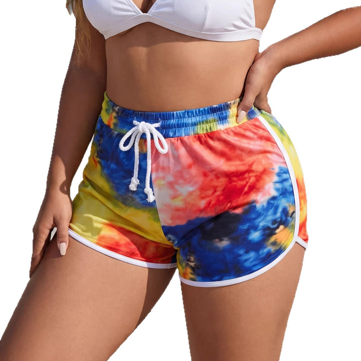 Damen sportliche Badeshorts mit buntem Batikmuster Drune