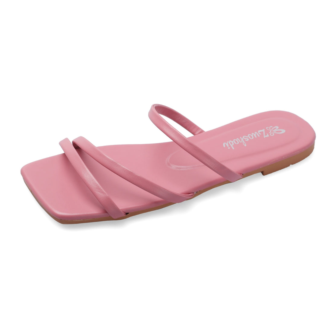 Damen Minimalistische Riemchensandalen mit breiten Zierbändern Drune