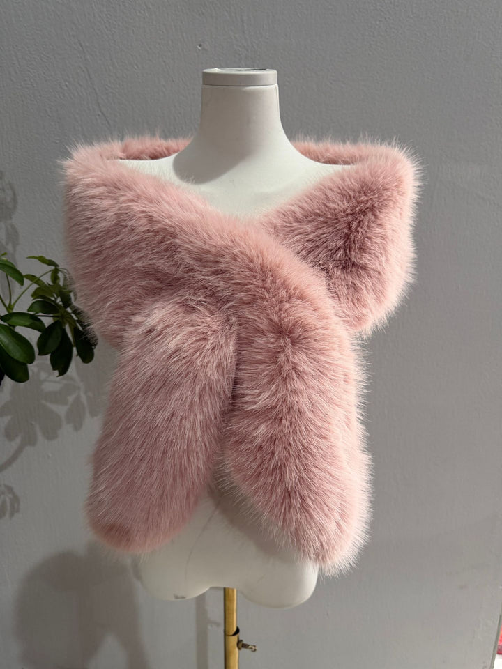 Damen Luxuriöse Wendbare Kunstpelz-Schulterstola mit V‑Form Drune