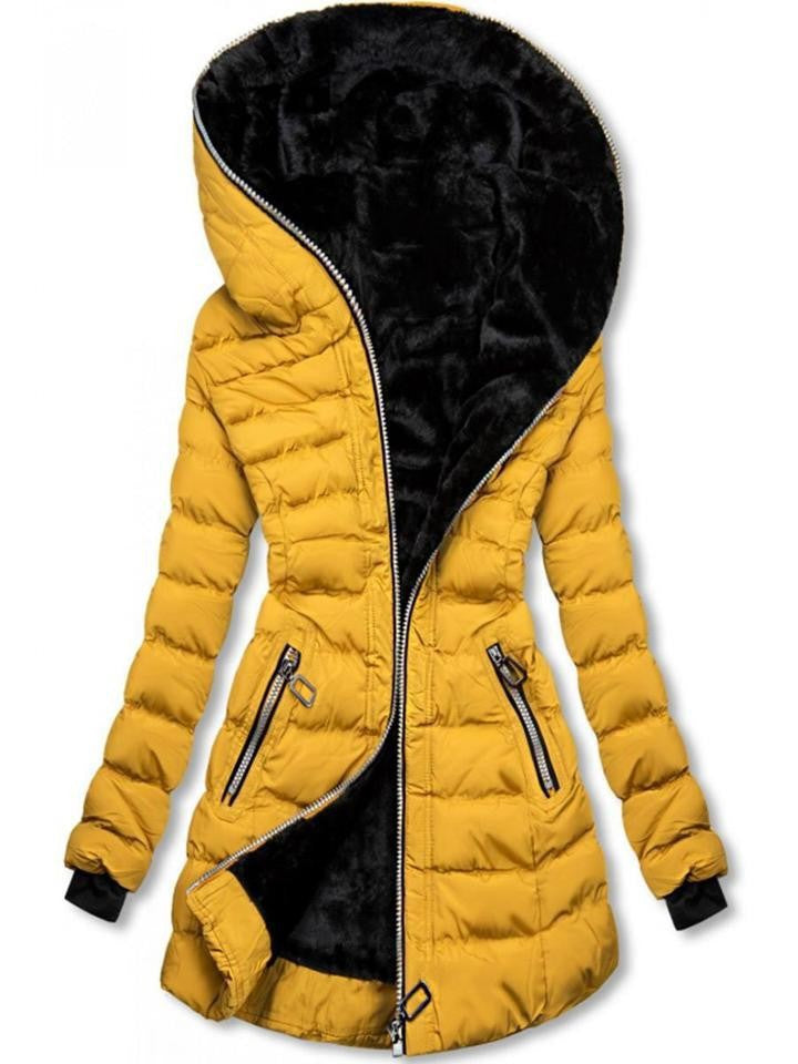 Damen Langjacke mit Kuschelfutter und hohen Kragen Drune