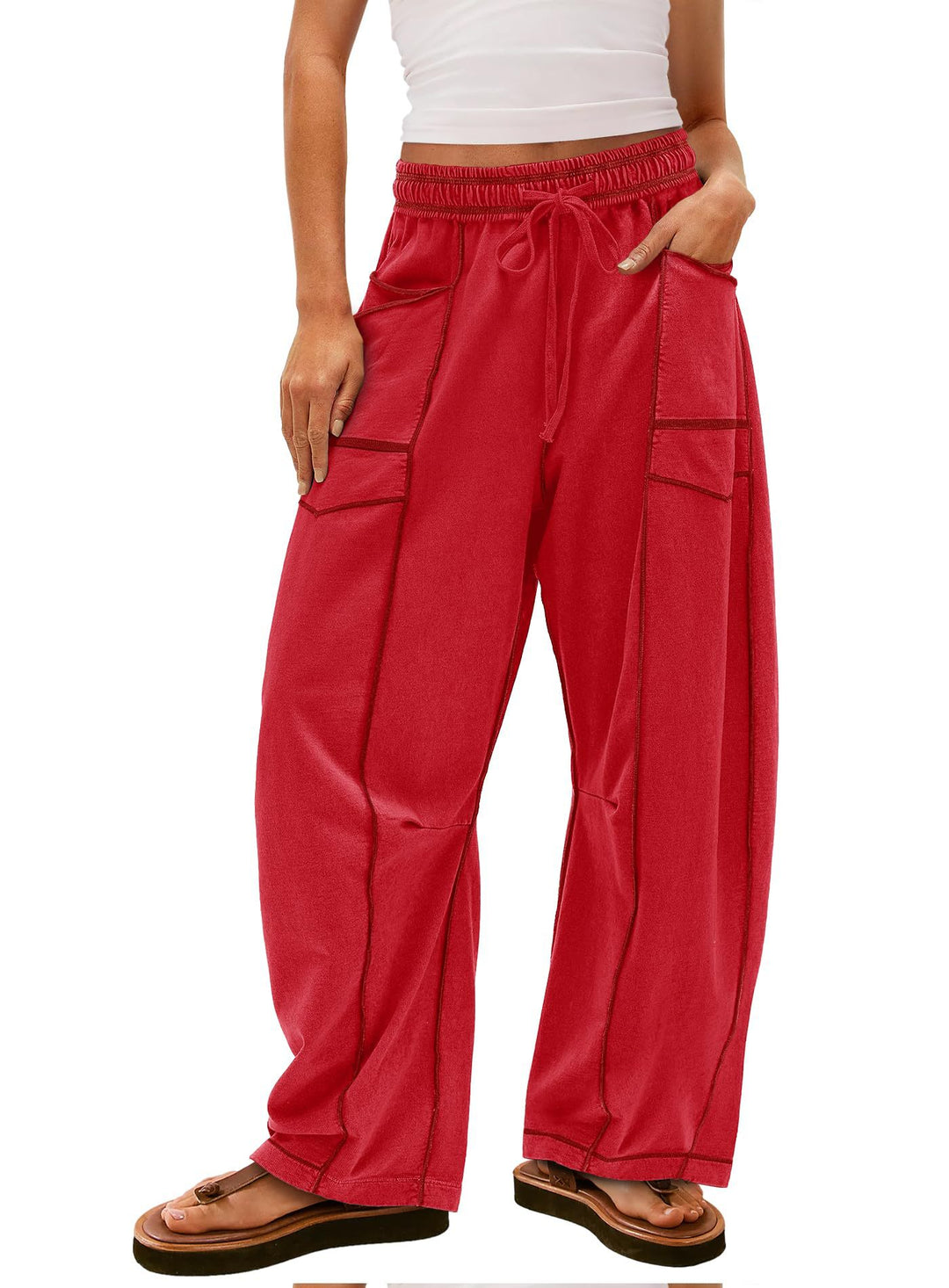 Damen Gemütliche und lässige Freizeithose mit großen Taschen Drune