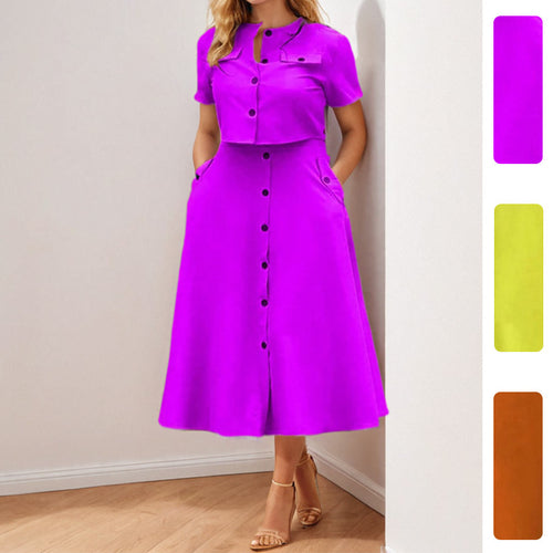 Damen Zweiteiliges Kleid mit kurzer Jacke und taillierter Midilänge Drune