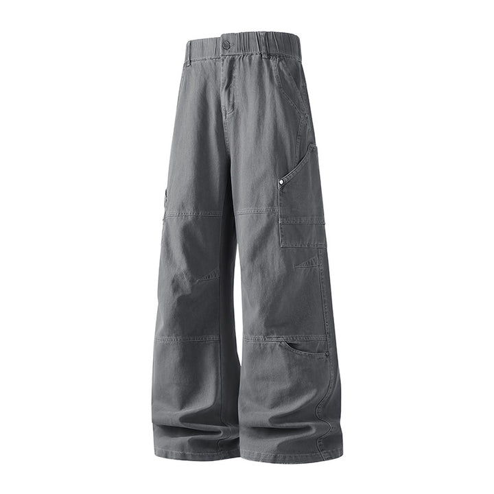 Damen Weite Utility-Cargo-Hose mit elastischem Bund, Multifunktionstaschen und Workwear-Details Drune