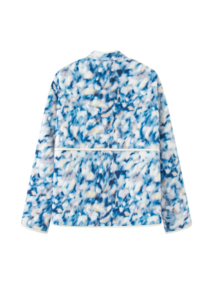 Damen gestepptes Blütenmuster-Jacke mit praktischen Taschen Drune
