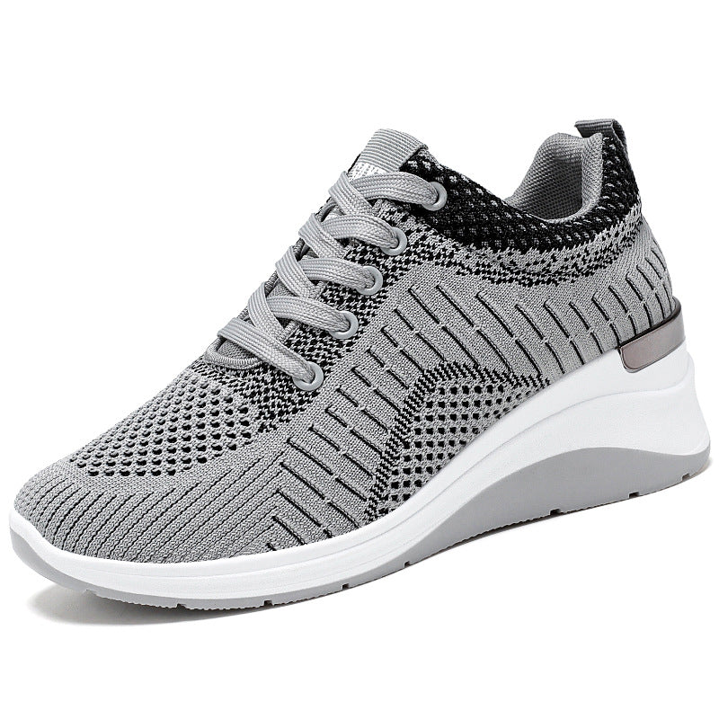 Damen nan gestrickter Keil-Sneaker mit atmungsaktivem Strick-Obermaterial, gepolstertem Komfortfußbett und rutschfester Profilsohle Drune