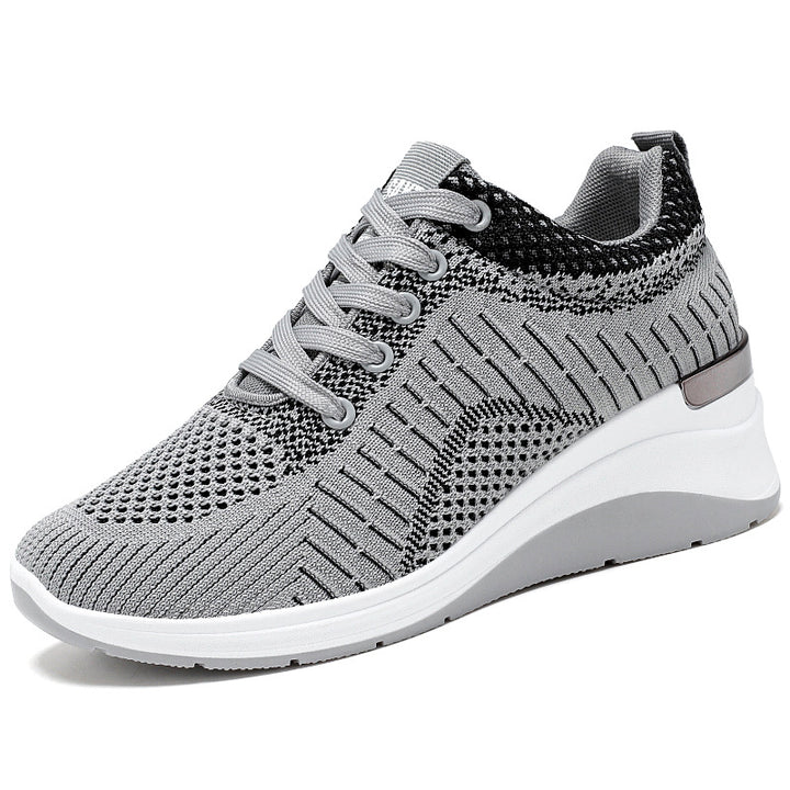 Damen nan gestrickter Keil-Sneaker mit atmungsaktivem Strick-Obermaterial, gepolstertem Komfortfußbett und rutschfester Profilsohle Drune