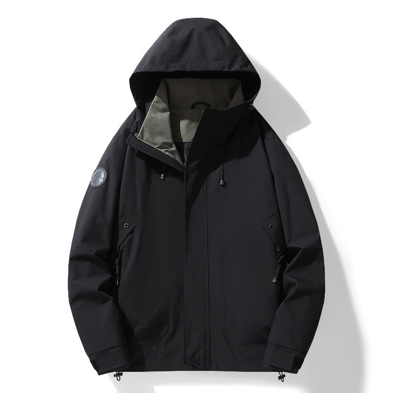 Herren Multifunktionale Softshell-Parka mit verstellbarer Kapuze, wind- und wasserabweisender Membran Drune