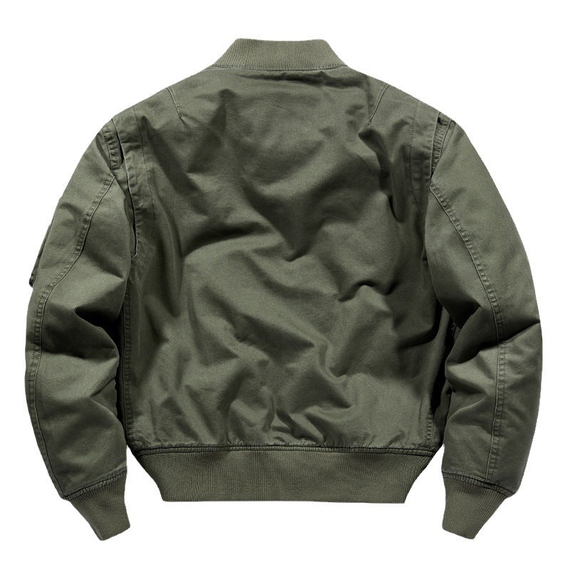 Herren Kurz geschnittene Canvas‑Bomberjacke im Utility‑Look mit schrägen Pattentaschen und Ärmel‑Organizer Drune