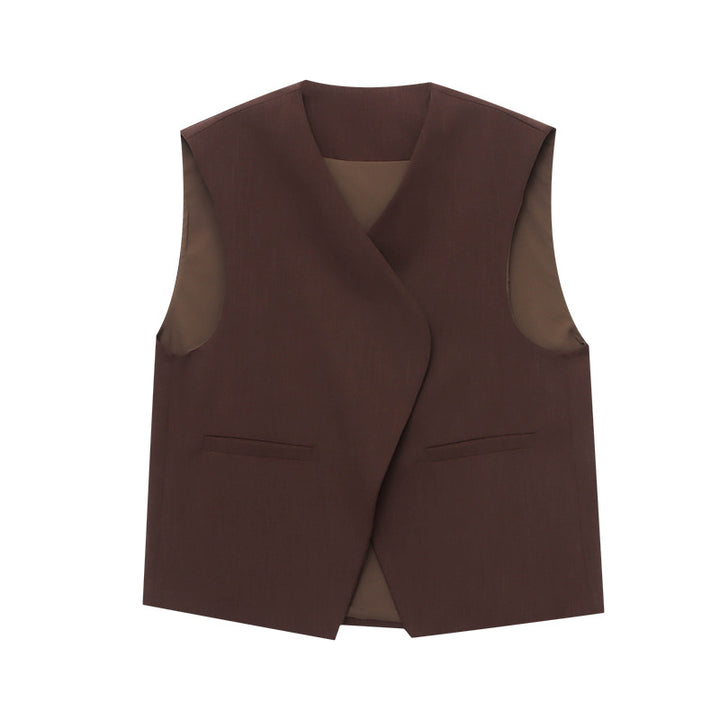 Damen elegante Weste mit asymmetrischem Schnitt und praktischen Taschen Drune
