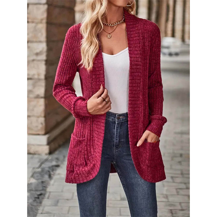 Damen Strickjacke mit langen Ärmeln und strukturiertem Design Drune