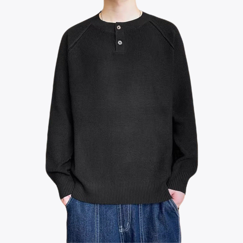 Herren Grobstrickpullover mit Knopfdetails Drune