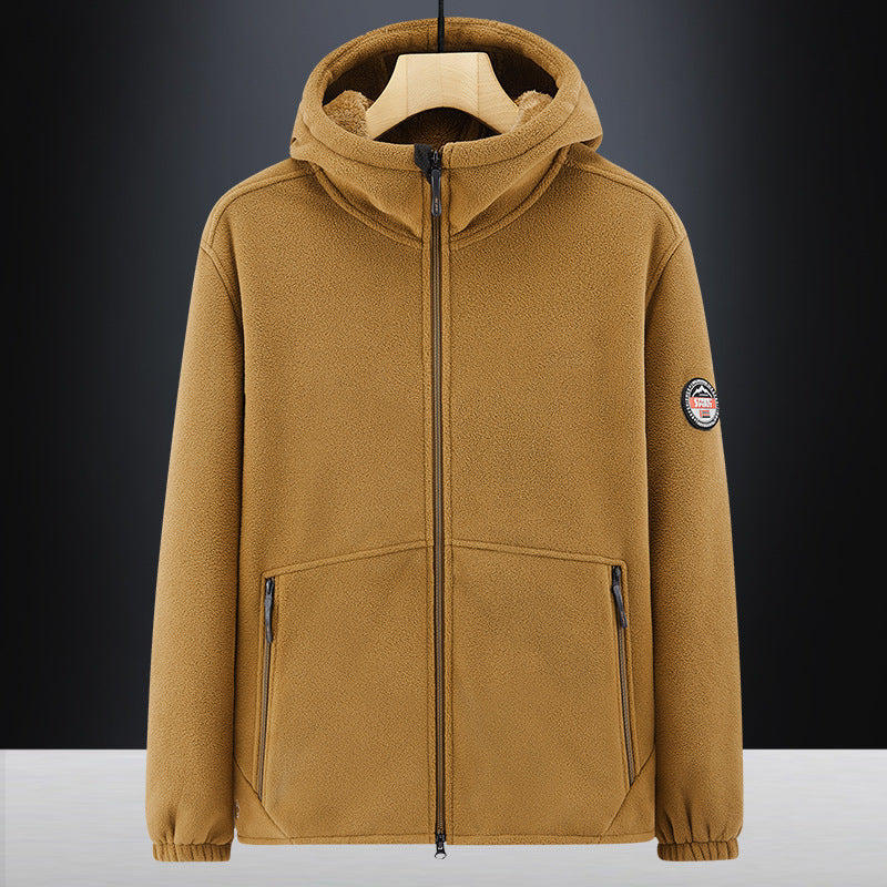 Herren Isolierte Fleece-Hoodiejacke mit Sherpa-Innenfutter und Zwei-Wege-Reißverschluss Drune