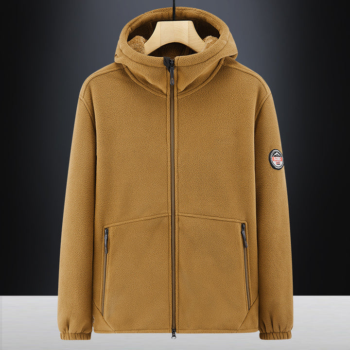 Herren Isolierte Fleece-Hoodiejacke mit Sherpa-Innenfutter und Zwei-Wege-Reißverschluss Drune