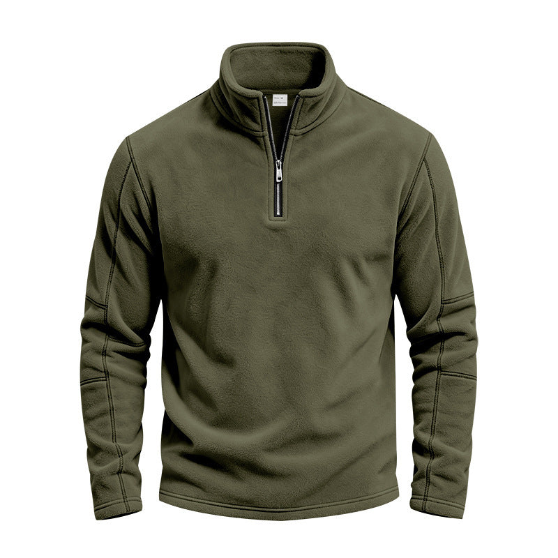 Herren Fleece-Pullover mit kurzem Reißverschluss und Stehkragen Drune