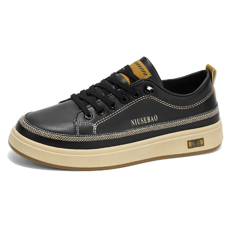 Damen Modische Ledersneakers mit bequemer Dämpfung und rutschfester Sohle Drune
