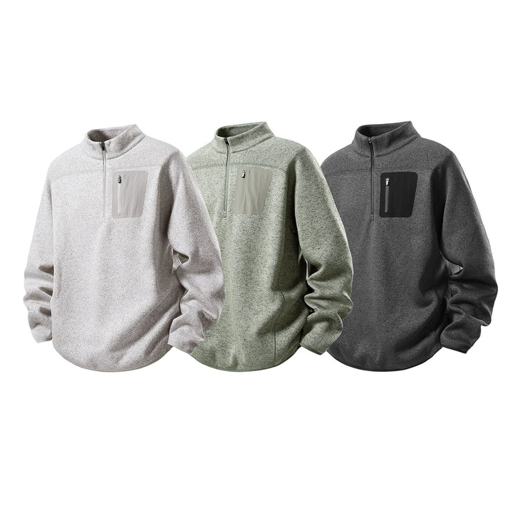 Herren Halbzip-Fleecepullover mit Brustreißverschlusstasche und Stehkragen Drune