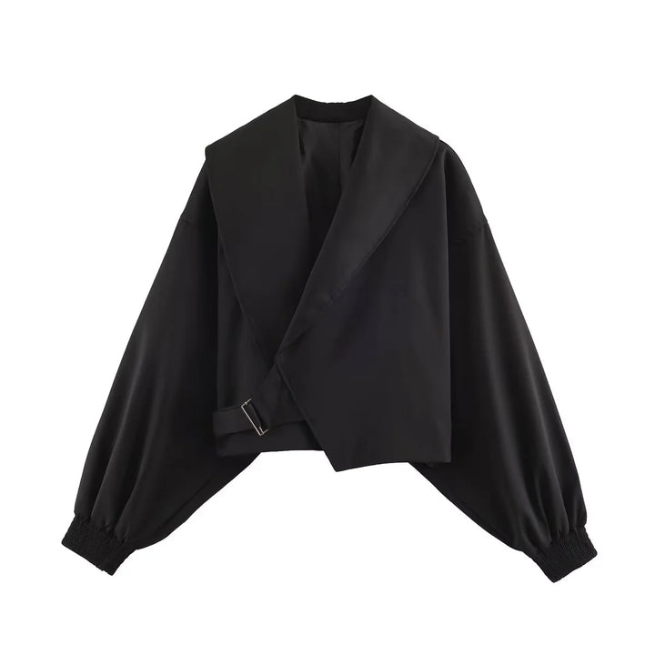 Damen nan kurze Oversize Jacke mit großem Schalkragen und Ballonärmeln Drune