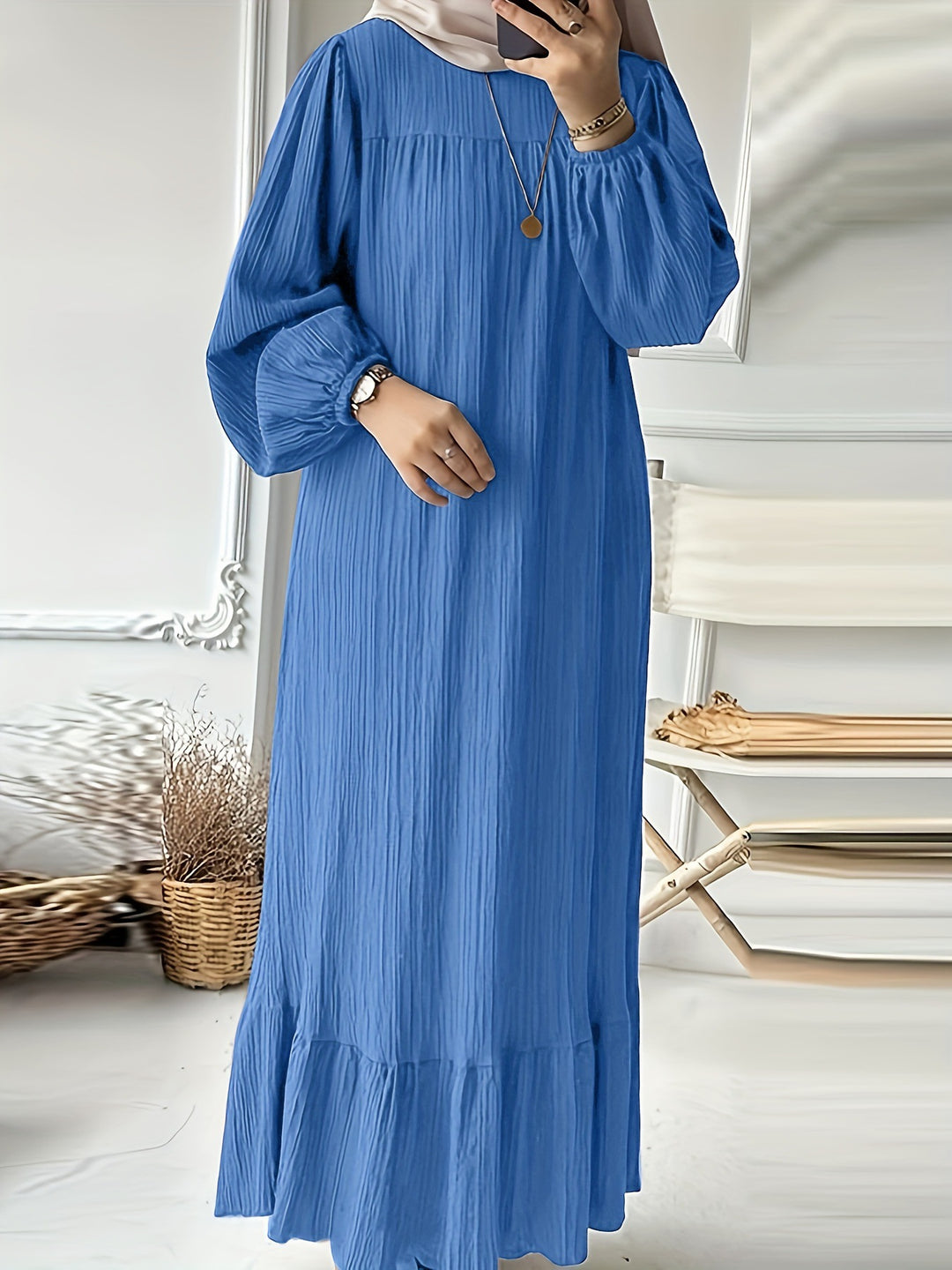 Damen Maxikleid aus leichtem Baumwollmischgewebe Drune