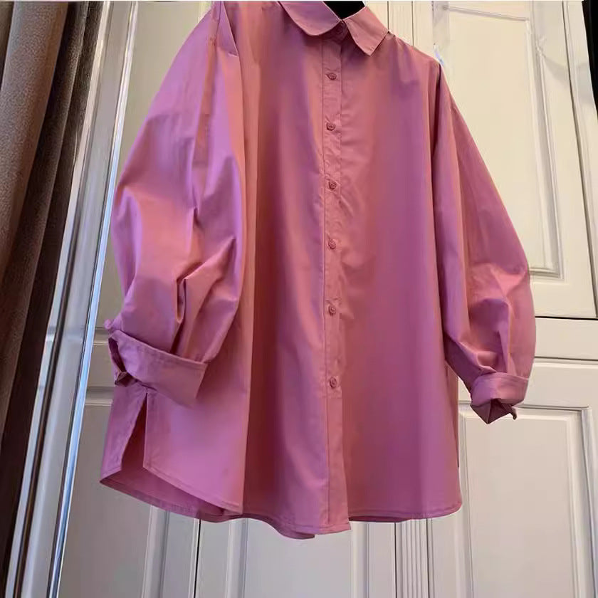 Damen Lässige Baumwollbluse mit Puffärmeln Drune