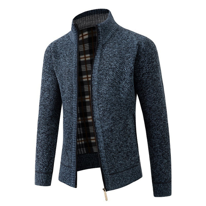 Herren elegante Strickjacke mit hohem Kragen und praktischem Reißverschluss Drune