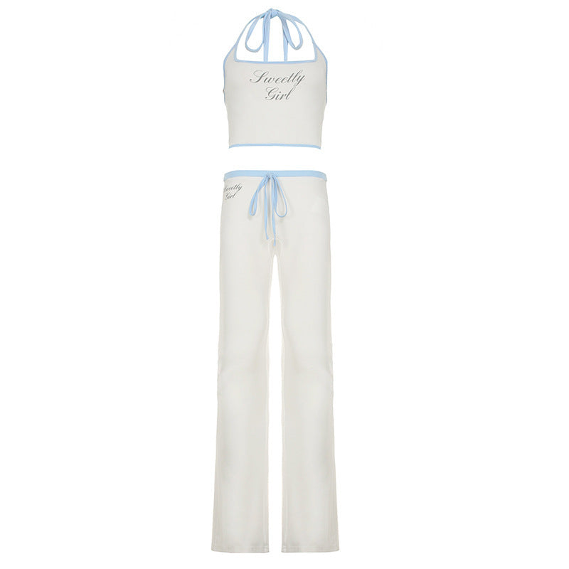 Damen sportliches Two-Piece Set mit verstellbarem Bindeband und bequemen Flared-Hosen Drune