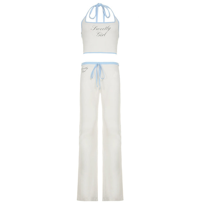 Damen sportliches Two-Piece Set mit verstellbarem Bindeband und bequemen Flared-Hosen Drune