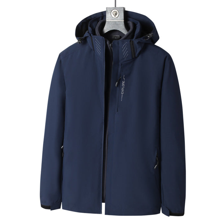 Herren Wind- und wasserabweisende Kapuzenjacke mit ergonomischem Schnitt und verdecktem Reißverschluss Drune