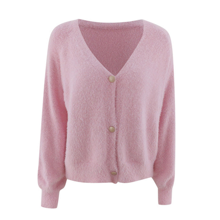 Damen Flauschiger Cardigan mit eleganten Knopfdetails Drune