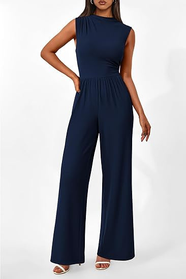 Damen eleganter Jumpsuit mit weitem Bein und taillierter Silhouette Drune