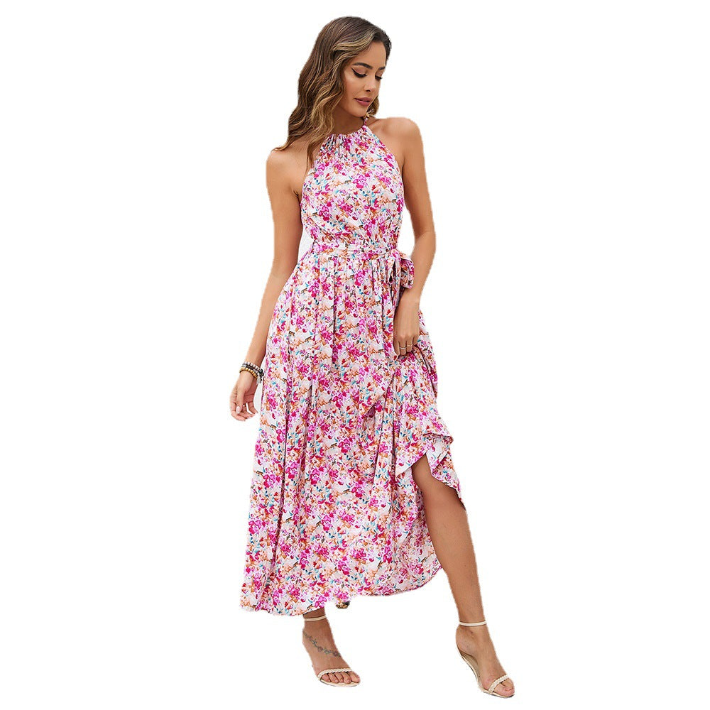 Damen Maxikleid mit romantischem Blumenmuster und tailliertem Schnitt Drune