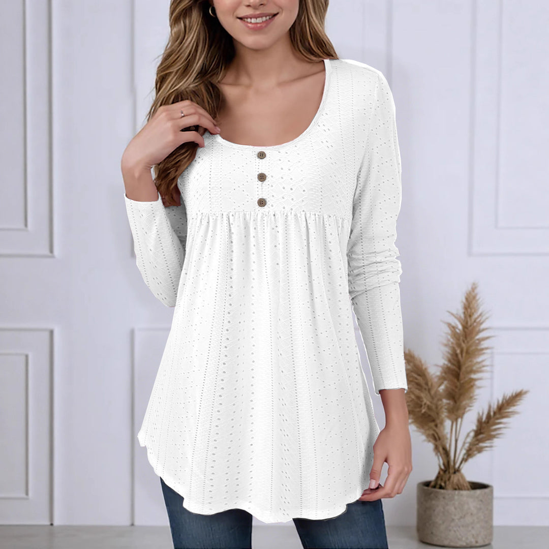 Damen Longsleeve Bluse mit Knopfdetails Drune