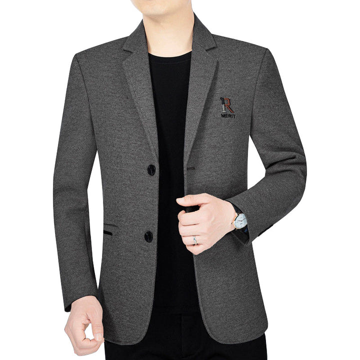 Herren Slim-Fit Sakko mit dezentem Logo und StrukturgewDrunee Drune