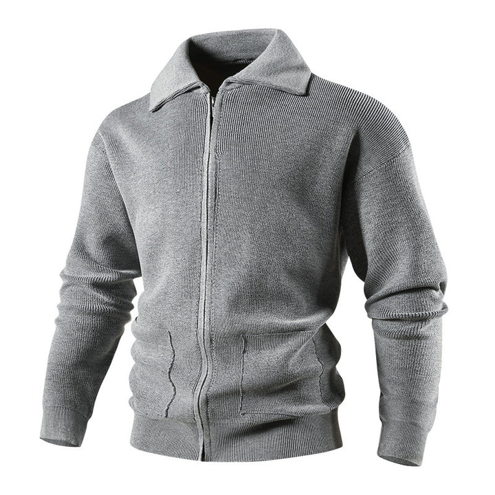 Herren Sportliche und bequeme Strickjacke mit hohen Kragen Drune