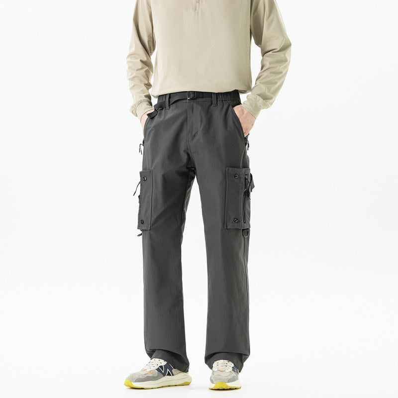 Herren Slim‑Tapered Cargo‑Hose mit Zipper‑Taschen, D‑Ring und Komfortbund Drune