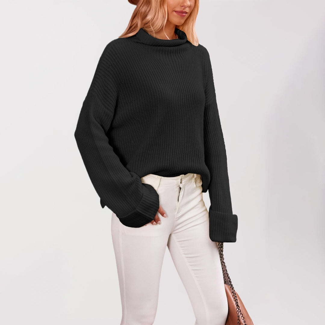 Damen Baumwoll-Pullover mit hohem Kragen Drune