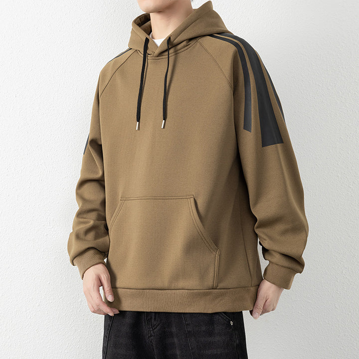 Herren Kapuzenpullover mit Raglanärmeln, Kängurutasche und Kontraststreifen Drune