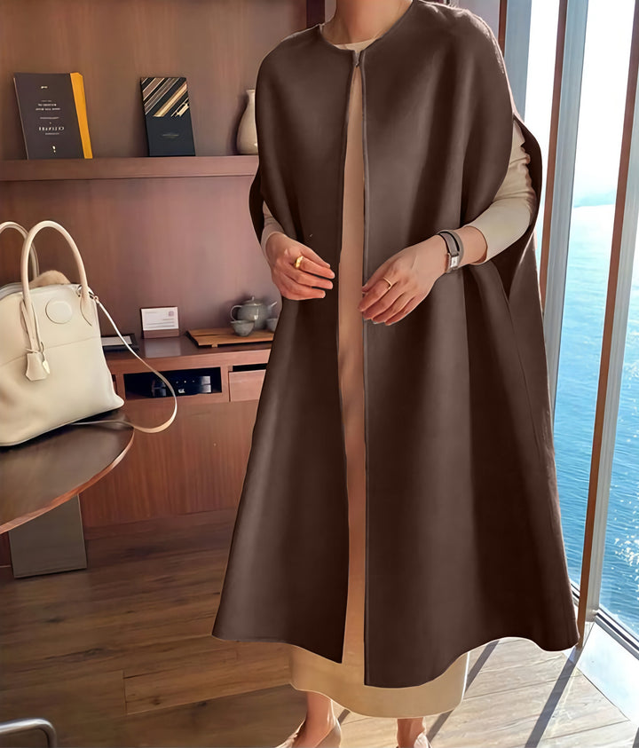 Damen elegantes Poncho-Gilet aus hochwertigem Wollmix Drune