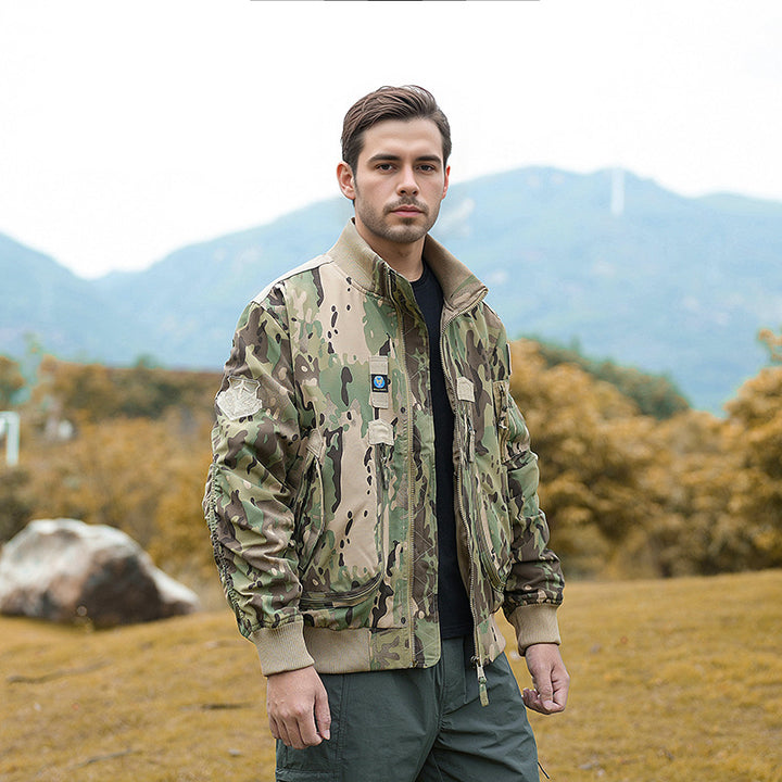 Herren  robuste Bomberjacke mit winddichtem Nylon, utility-Taschen und elastischen Bündchen Drune