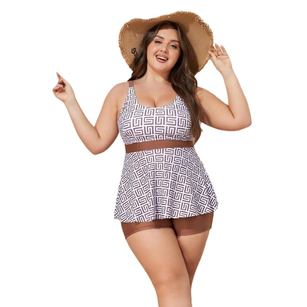 Damen Modischer Tankini mit skulpturalen Musteranwendungen Drune