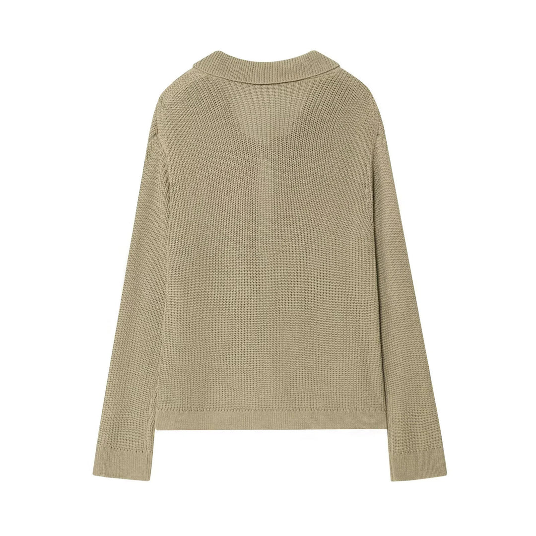 Damen geschnittene Strickjacke mit eleganten Knöpfen und strukturierter Oberfläche Drune