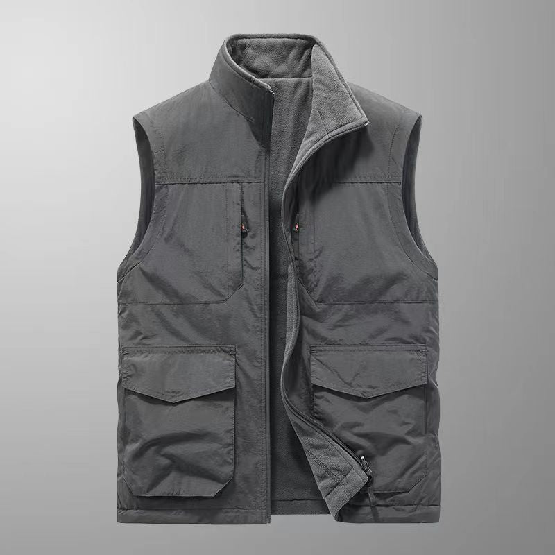 Herren Multifunktionale Field‑Utility‑Weste mit Mehrfachtaschen und Stehkragen Drune