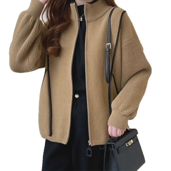 Damen Volumenjacke mit hohem Kragen und durchgehendem Reißverschluss Drune